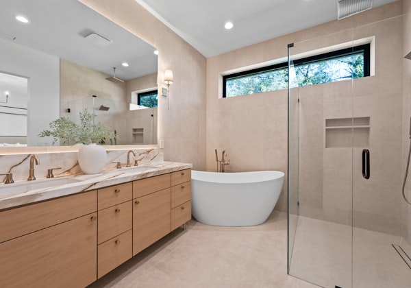 Modern bathroom plumbing installation by Superior Plumbing and Drains